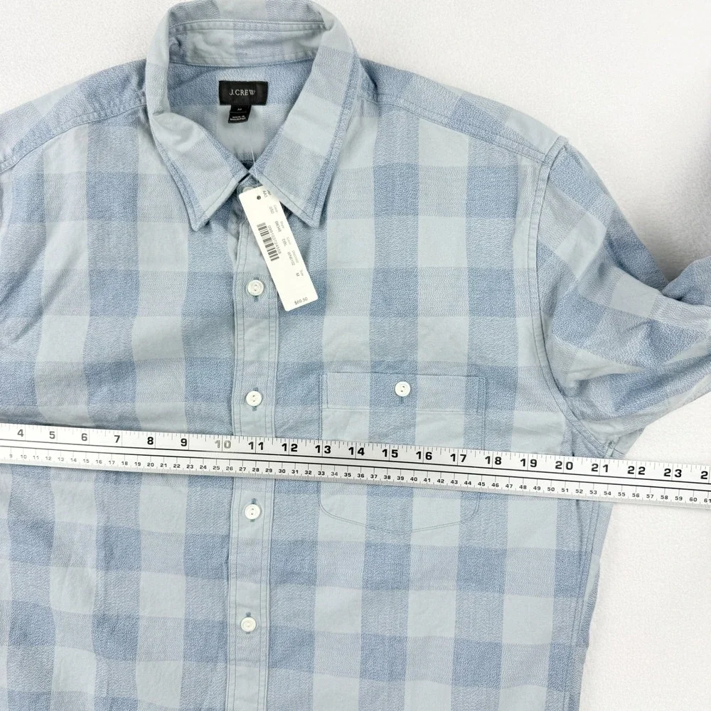J.Crew Mens Shirt Size M Long Sleeve Check Plaid Blue 100% Cotton‎ NWT